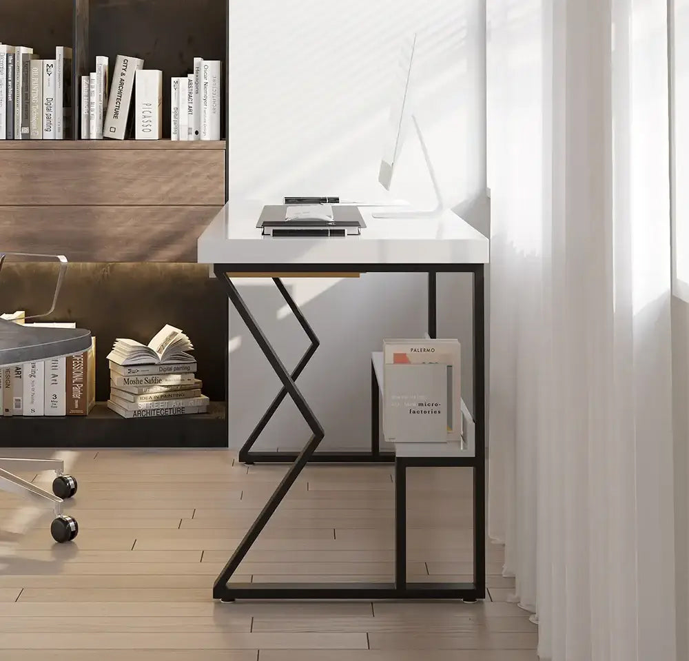 Desk 120 x60x 75 cm - white and black - AZ1314