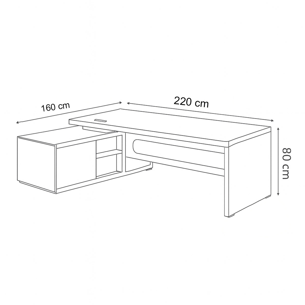 Manager's desk 220 x 80 x 160 - black&wooden - AZ1089