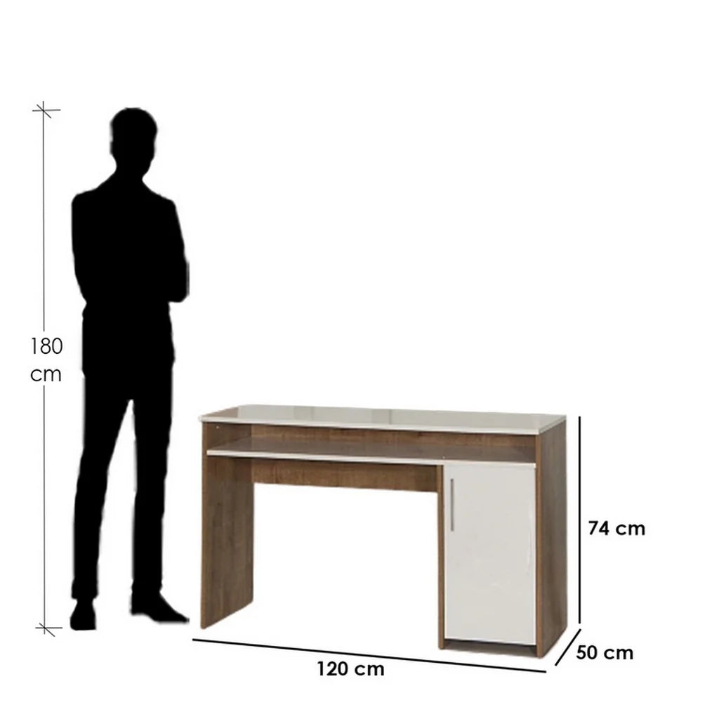 مكتب بمقاس 120 × 60 × 75 سم - أبيض وخشبي - AZ1174