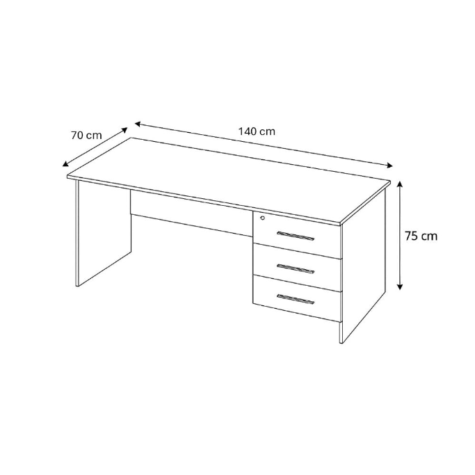 مكتب 140×70×75 سم + وحدة أدراج معلّقة – رمادي – AZ50061