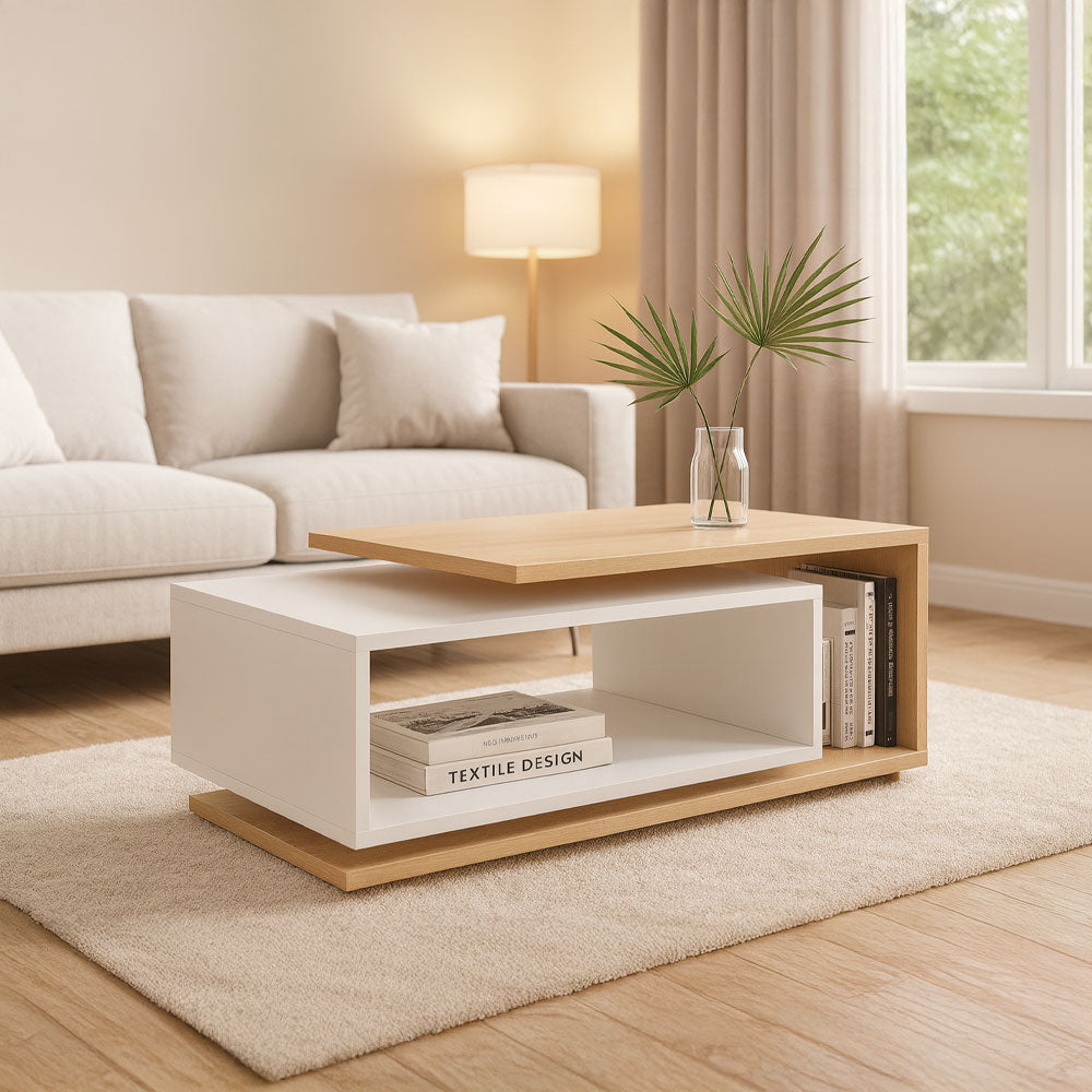 Reception Table, 100 × 50 × 45 cm - White and Wooden - AZH-00047