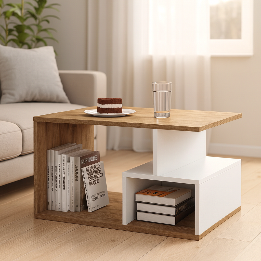 Reception Table, 100 × 50 × 40 cm - Wooden and White - AZH-00056