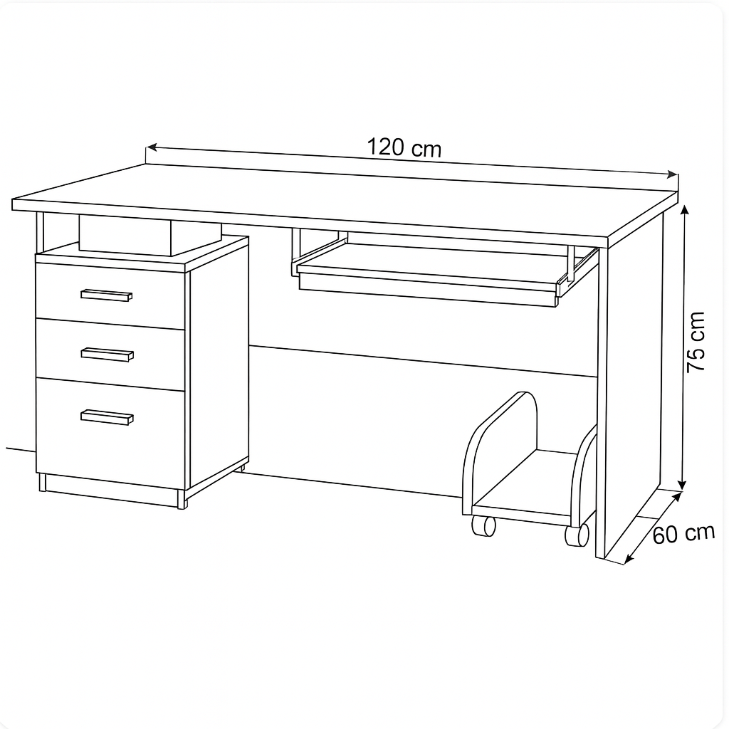 Desk, 75 x 120 x 60 - Wooden - AZ12104