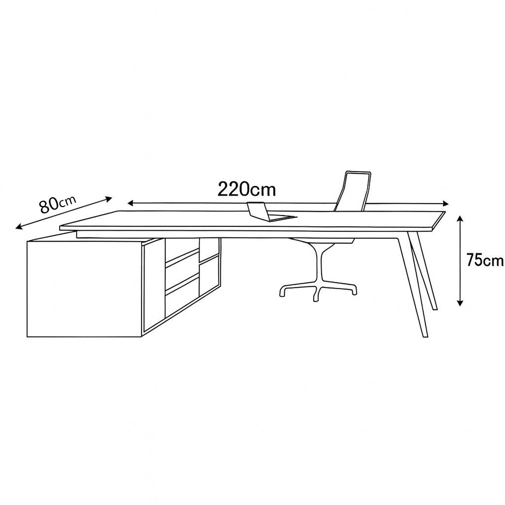 Desk 75 x 220 x 80 cm - Wooden and White - AZ11183