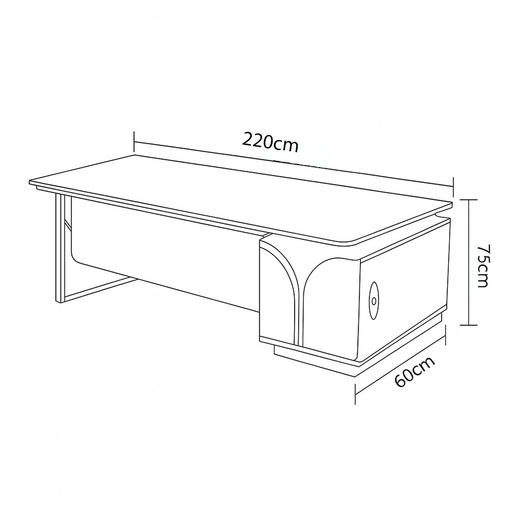 Desk 220 x 60x 75 - Beige and White - Natural wood - AZ12103