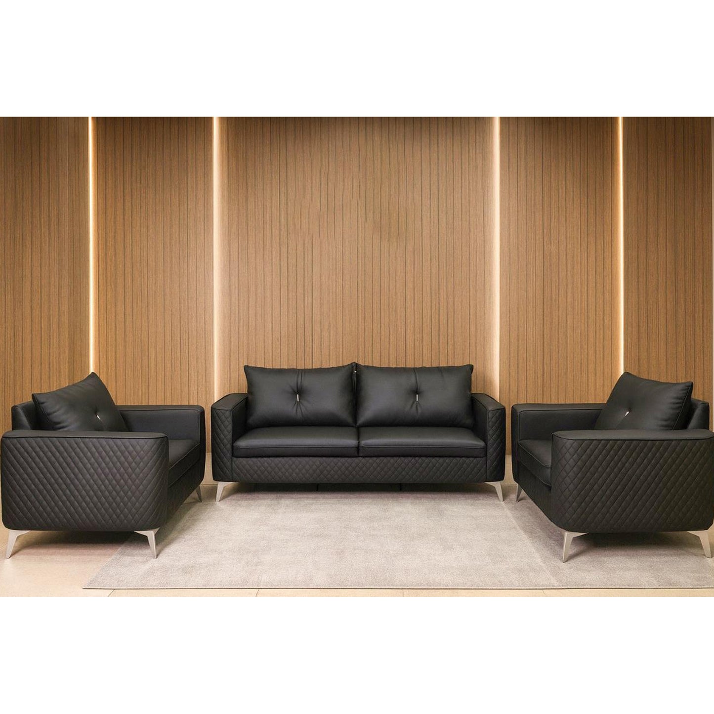 طقم كنب مكتبي – أسود - HC303