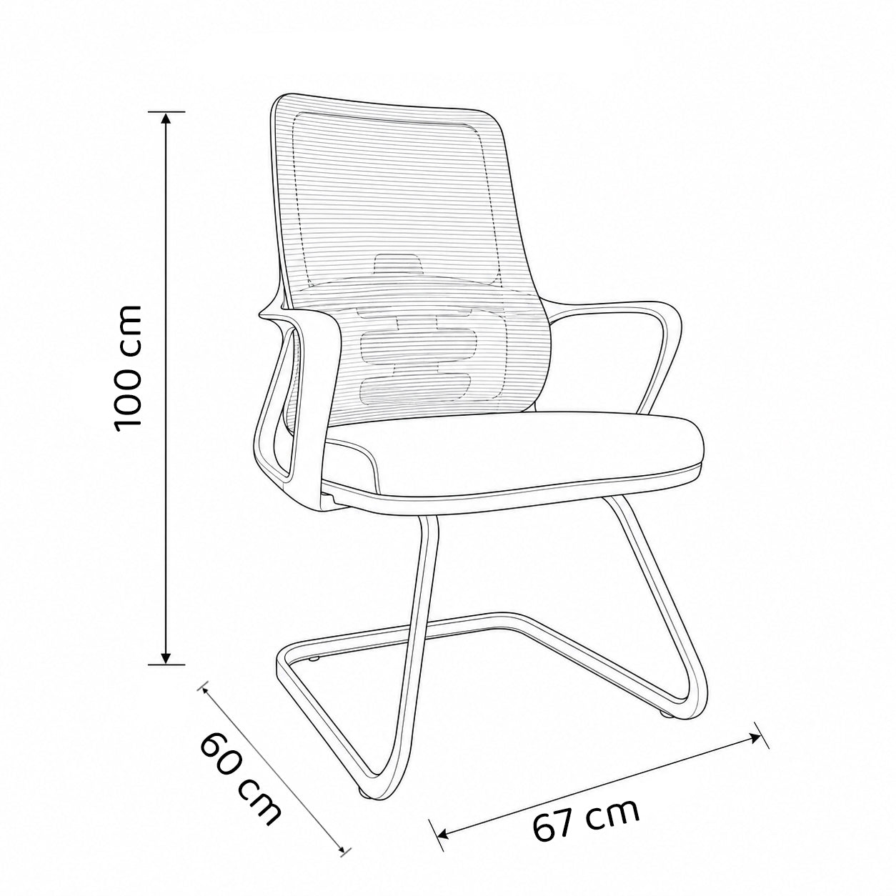 Fixed Back Office Chair 67*60*100 cm - Grey - Z_852/2