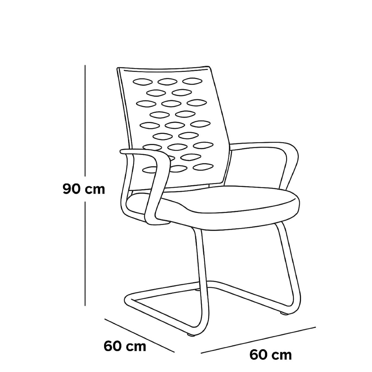 كرسي مكتب زوار 90 × 60 × 60 سم – أسود – أطلس-V