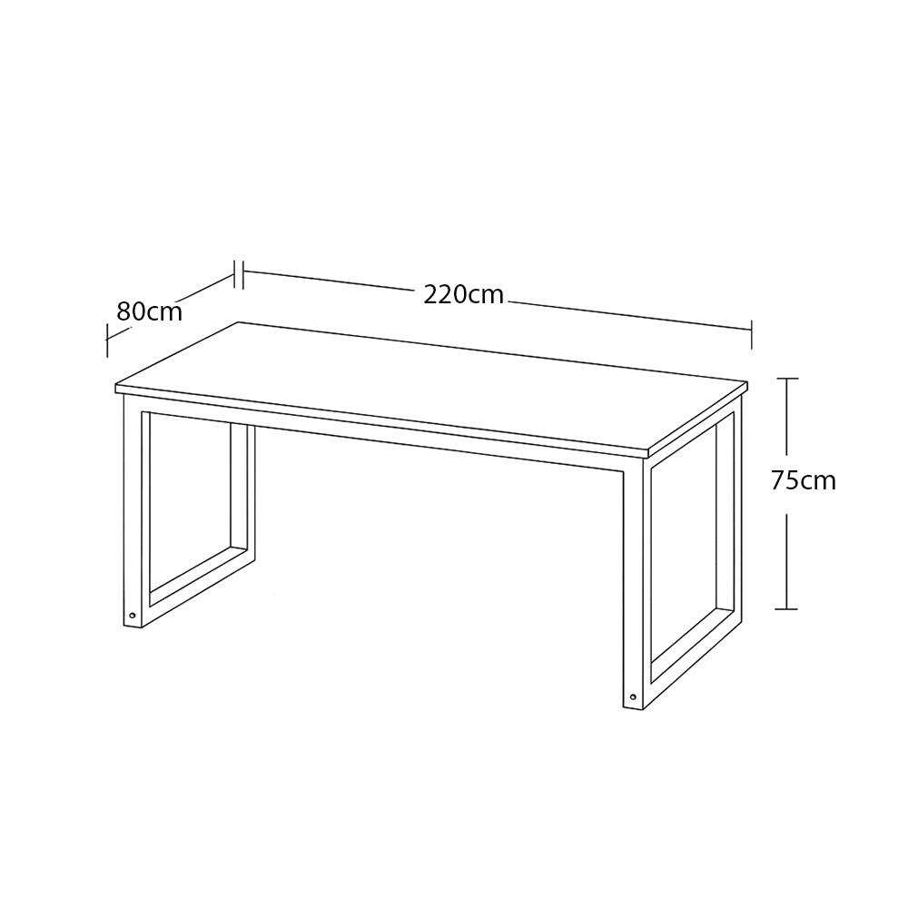 Desk 75 x 220 x 80 cm - White - AZ11174