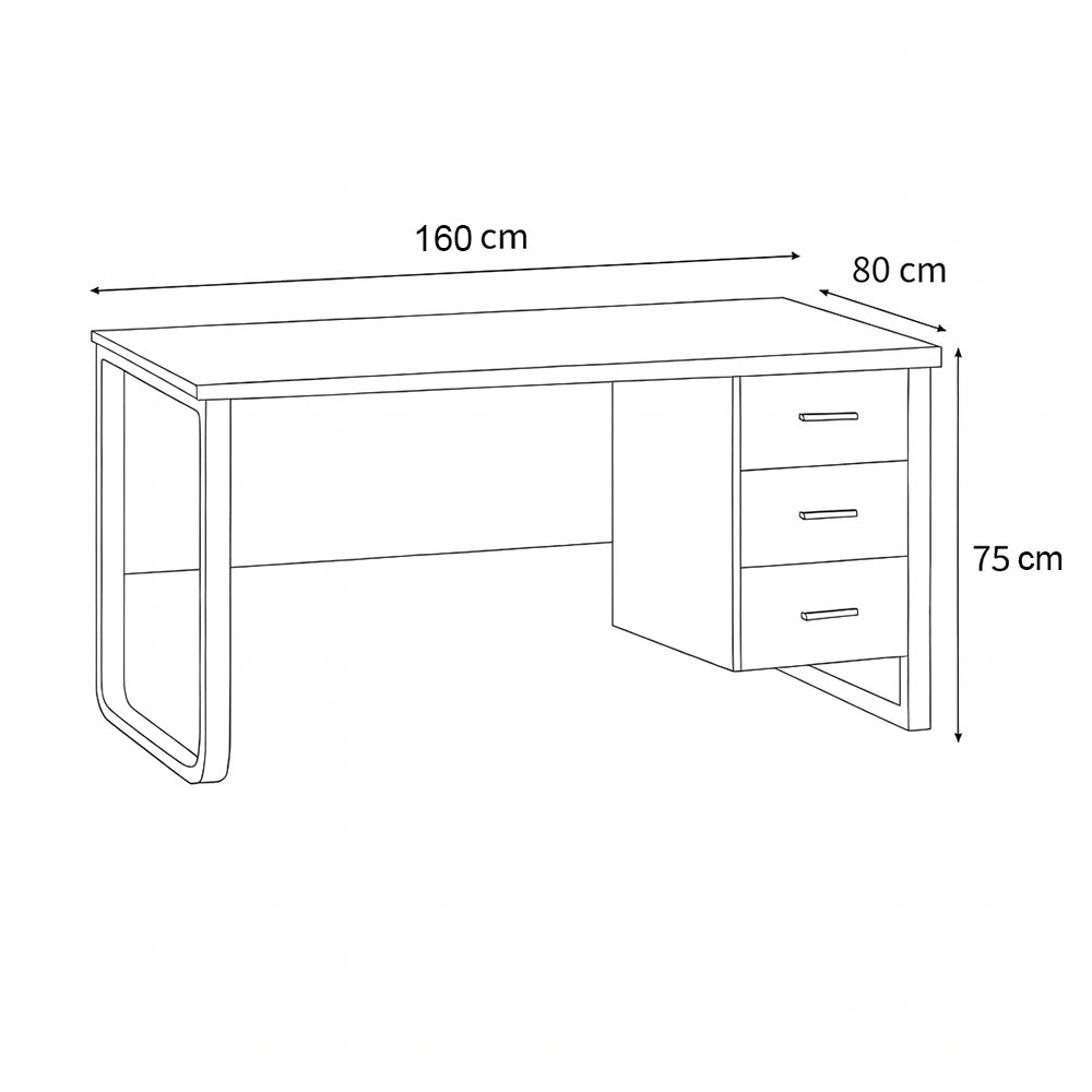 Desk 75 x 160 x 80 cm - White - AZ11157