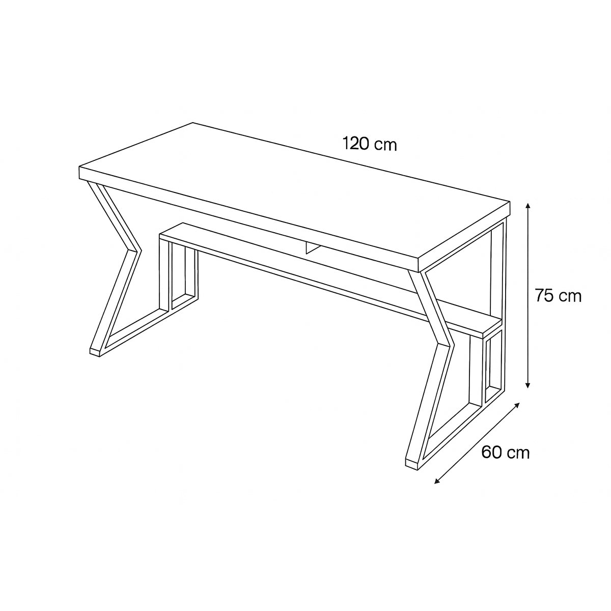 Desk 120 x60x 75 cm - white and black - AZ1314