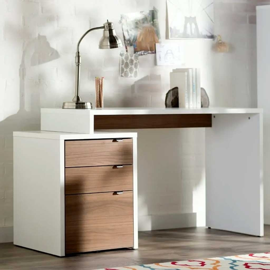 Desk 120 x 60 x 75 cm - Wooden and White - AZ1066