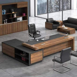 Manager's desk 220 x 80 x 160 - black&wooden - AZ1089