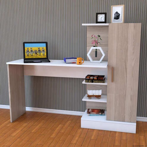 Desk 120x60x 75 cm -white and wooden - AZ1199