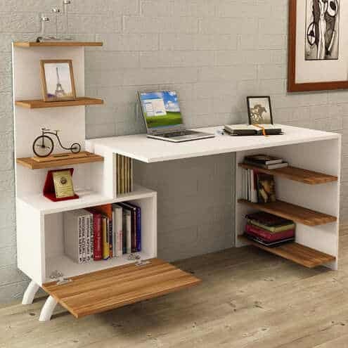 مكتب بمقاس 160 × 75 × 140 سم - بيج - AZ1196
