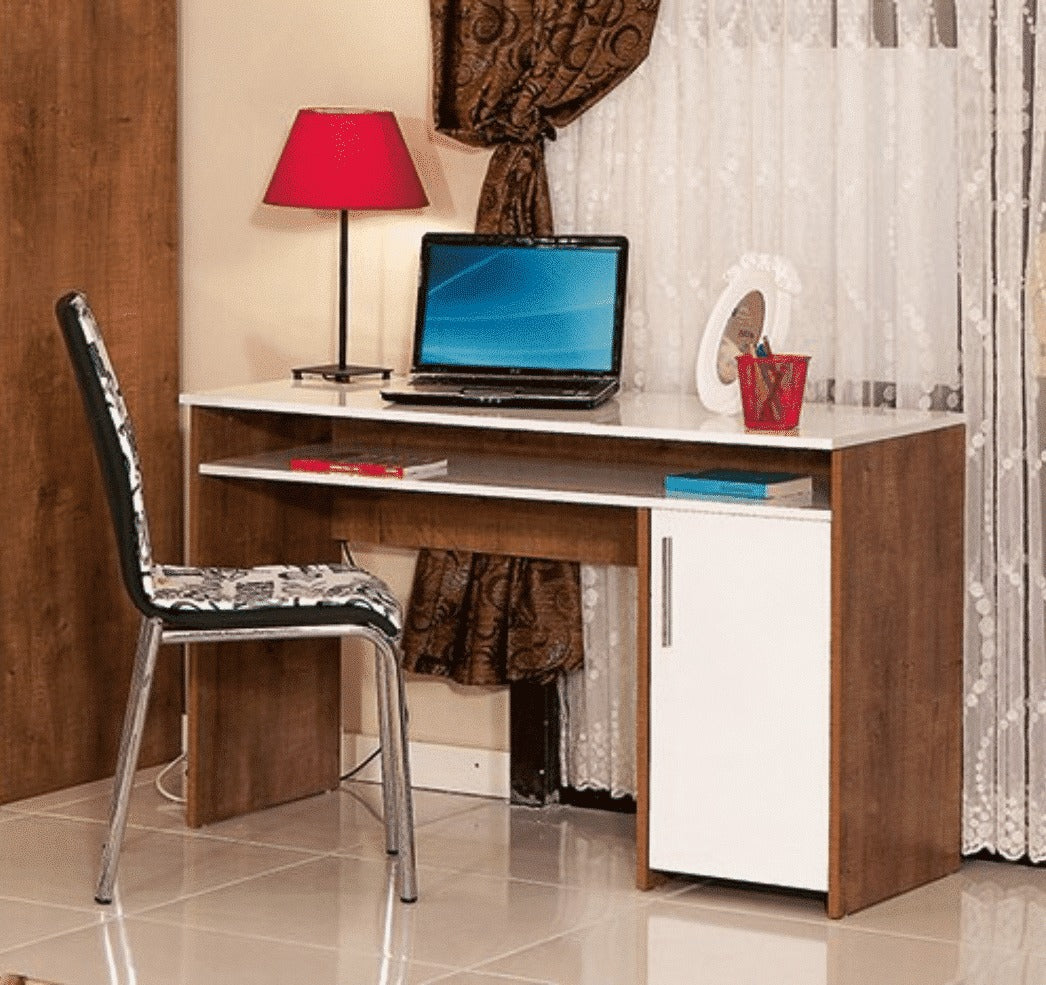 مكتب بمقاس 120 × 60 × 75 سم - أبيض وخشبي - AZ1174