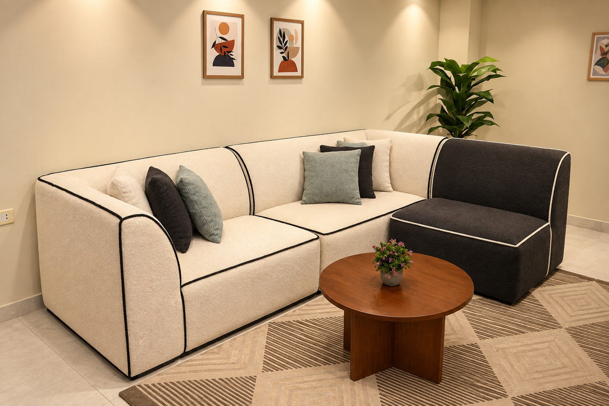 Home Corner Sofa - Frisky - 1 Piece - Gray & White