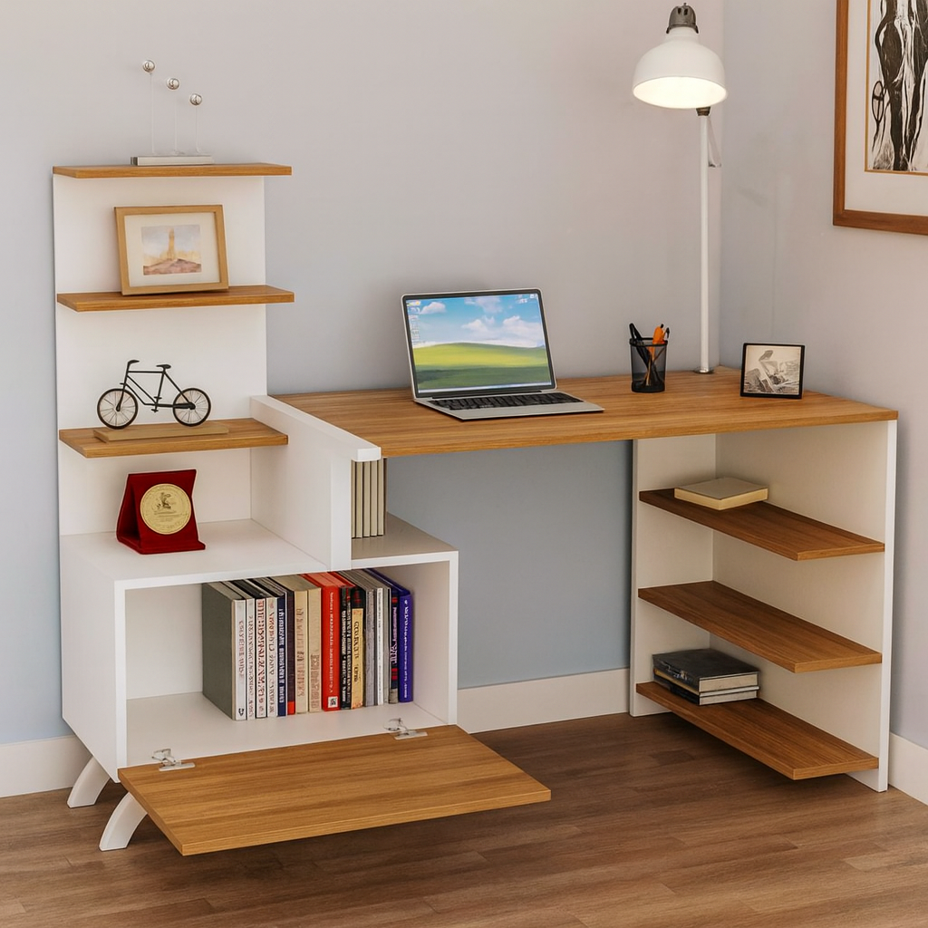 مكتب بمقاس 160 × 75 × 140 سم - بيج - AZ1196