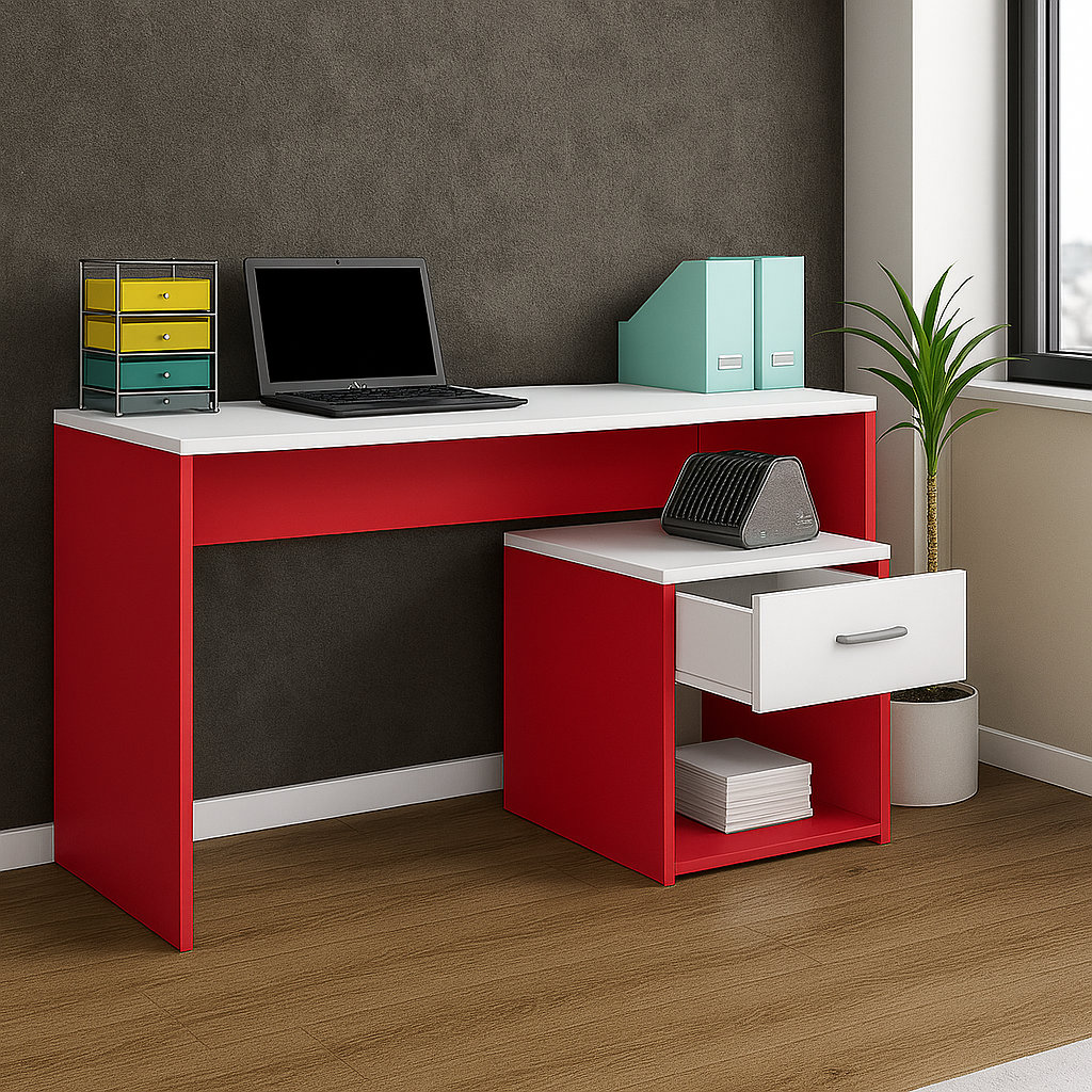 Desk 120 x60 x74cm -wooden & white - AZ1099