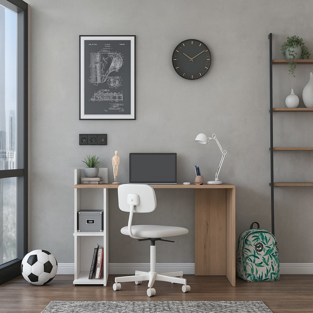 Desk 120 x 40 x 80 cm - White and Brown - AZ1077