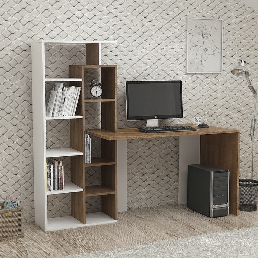 مكتب بمقاس 120 × 60 × 75 سم - خشبي وأبيض - AZ1181