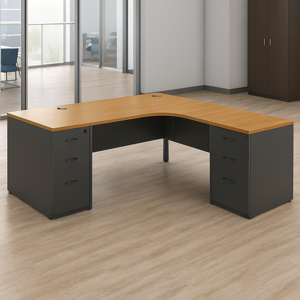 Desk 75*200*80 CM - Wooden and Black - AZ120132