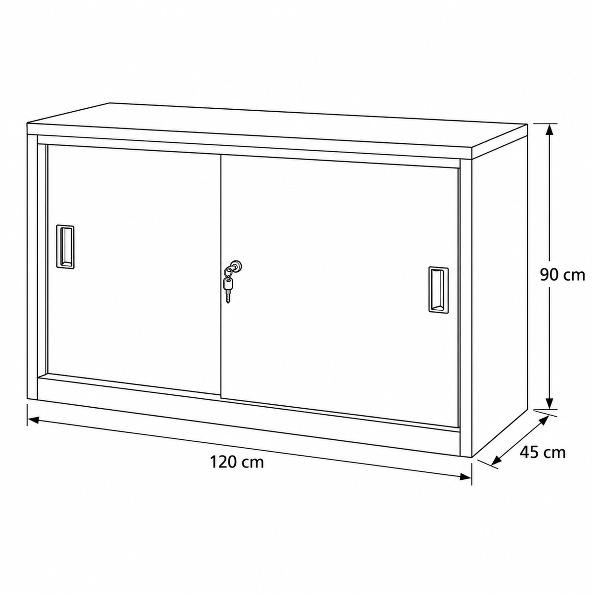 دولاب معدني 2 ضلفة جرار – 120 × 45 × 90 سم – AZ50092