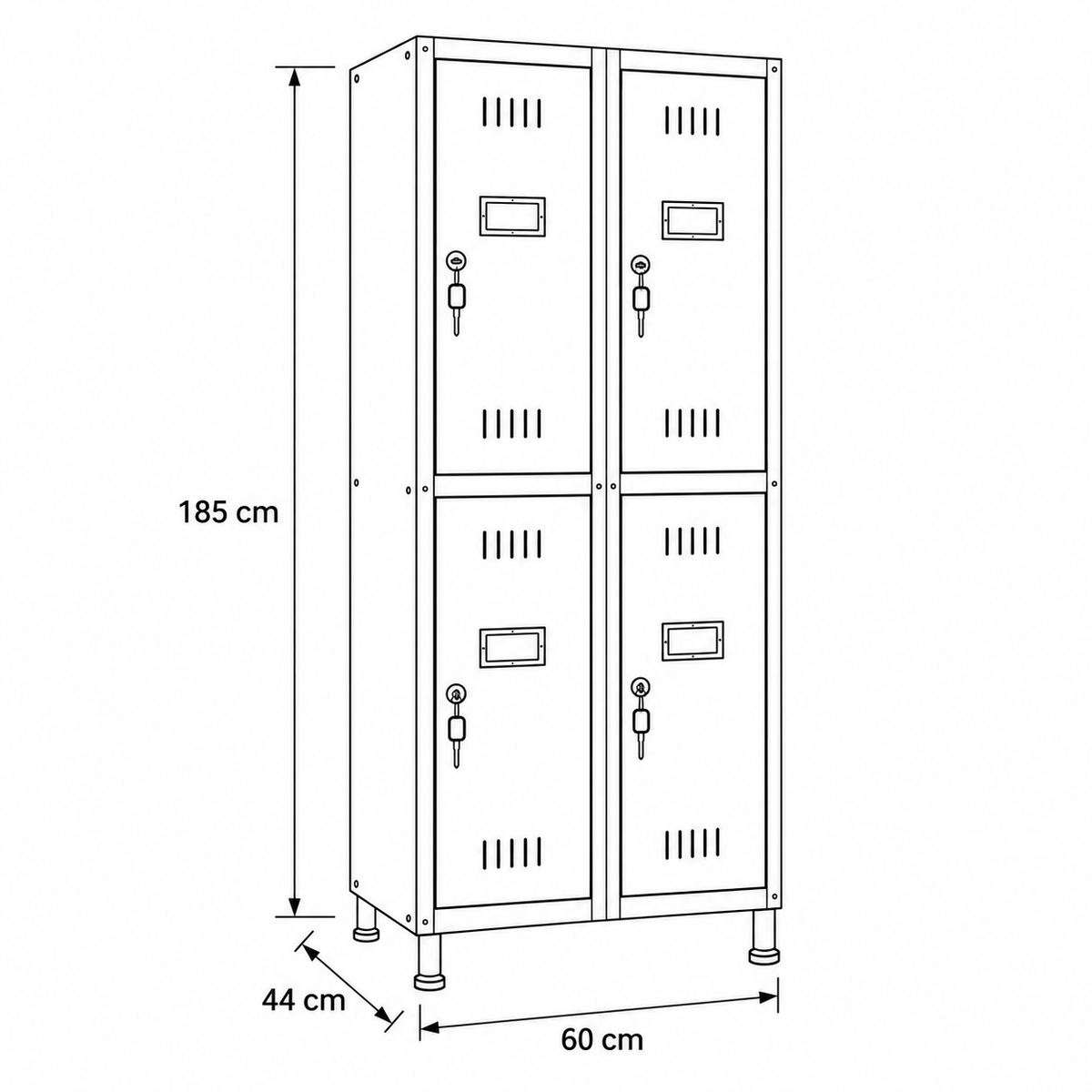 لوكر معدني بمقبض غاطس – 2×2 – 60 × 44 × 185 سم – AZ50098