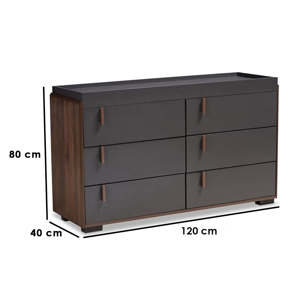 Unit Drawers, 120 × 40 × 80 cm - Black and Wooden - AZ500200