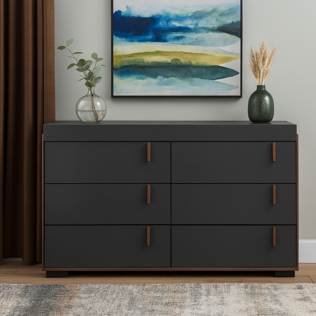 Unit Drawers, 120 × 40 × 80 cm - Black and Wooden - AZ500200