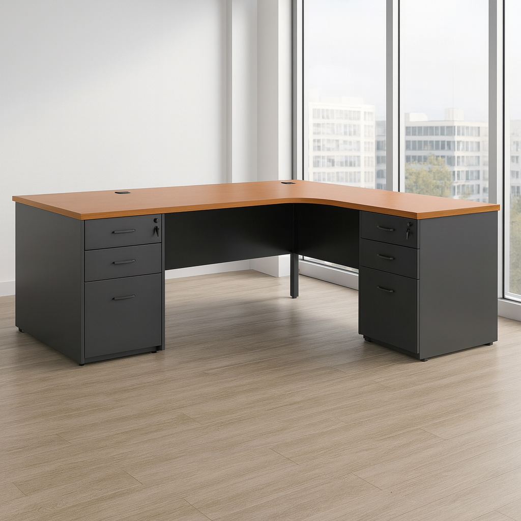 Desk 75*200*80 CM - Wooden and Black - AZ120132