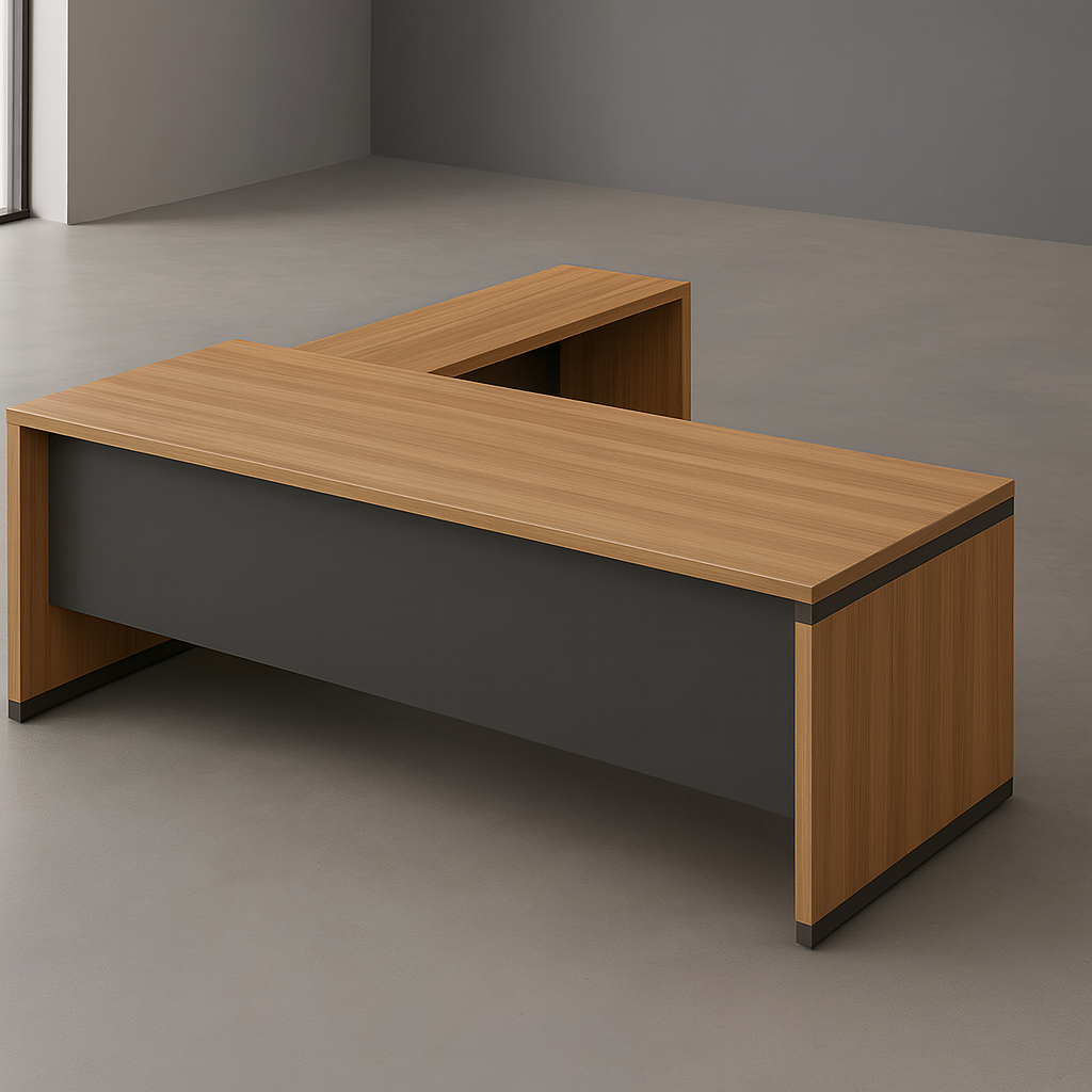 Manager's Desk 75*200*80 CM - Wooden and Black - AZ120420