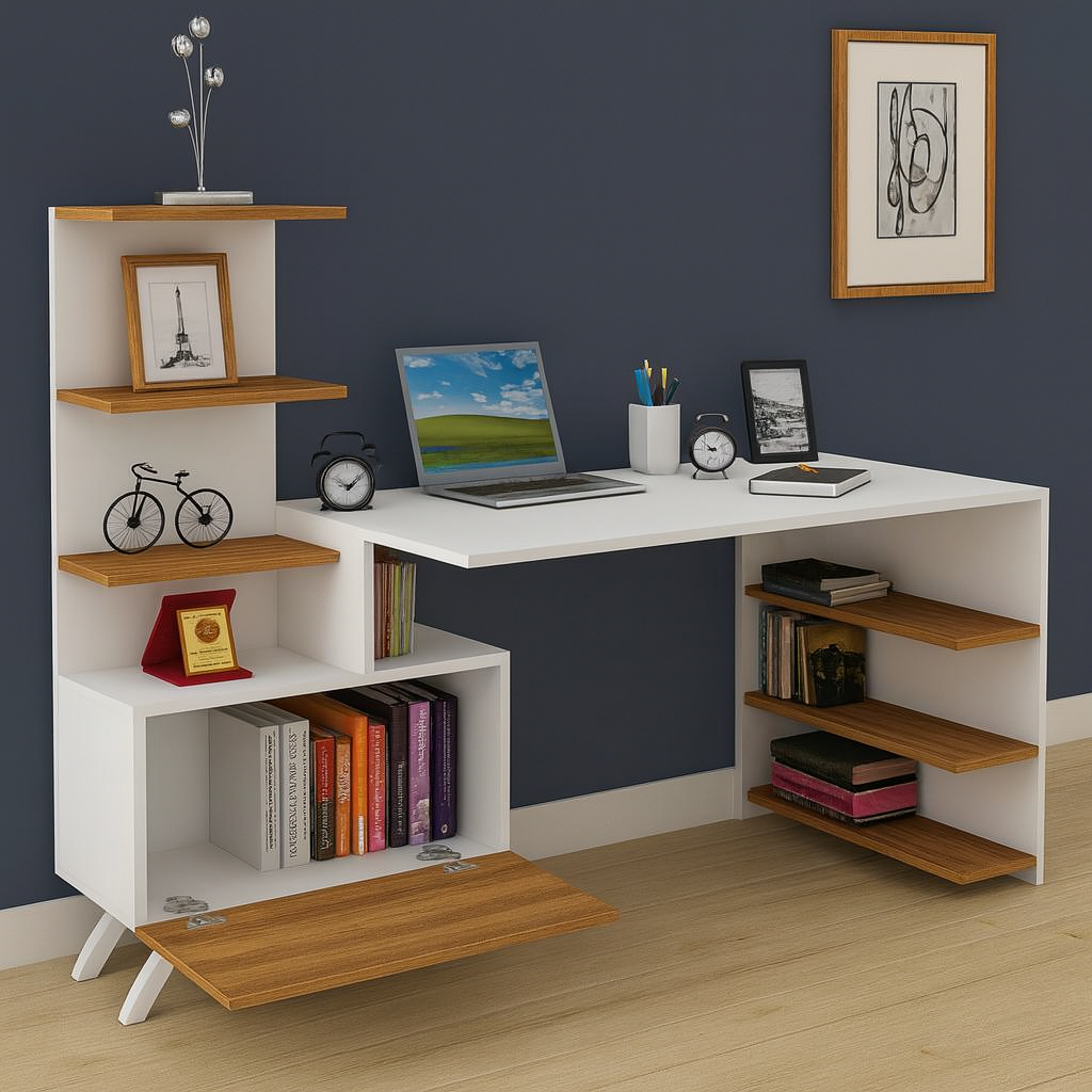 مكتب بمقاس 160 × 75 × 140 سم - بيج - AZ1196