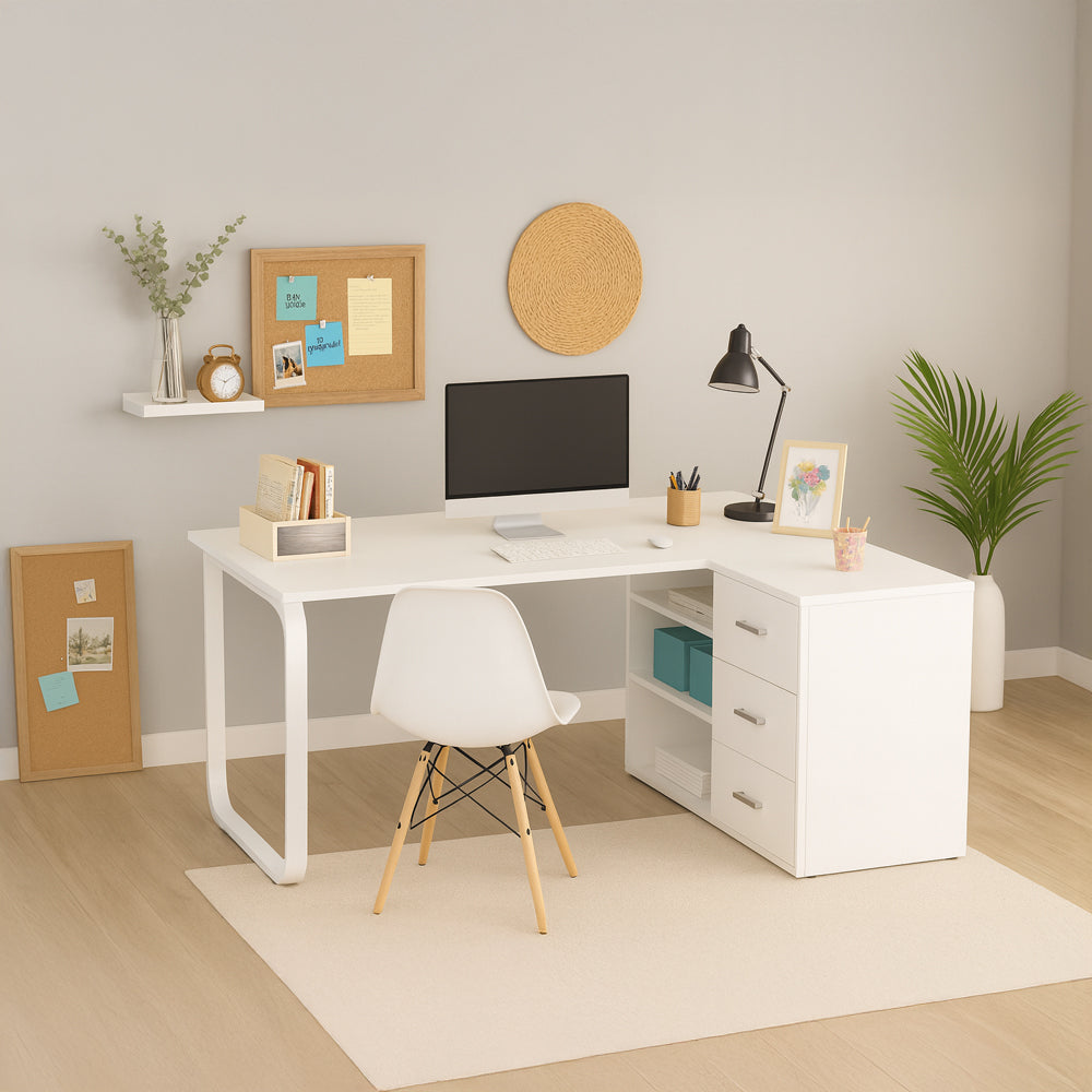 Desk 75 x 160 x 80 cm - White - AZ11157