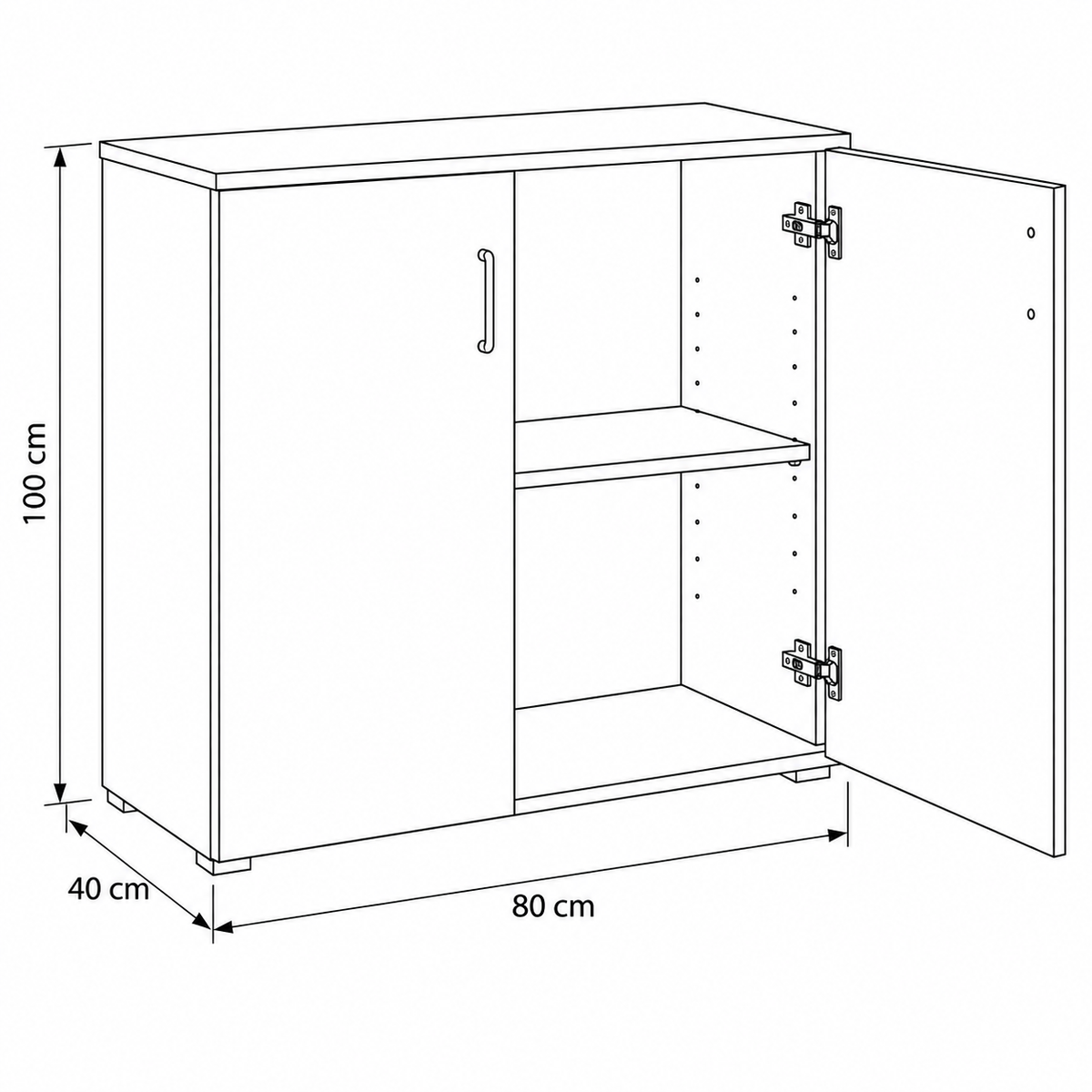 Document Cabinet – 2 Doors – 80 × 40 × 100 cm – Brown – AZ50120