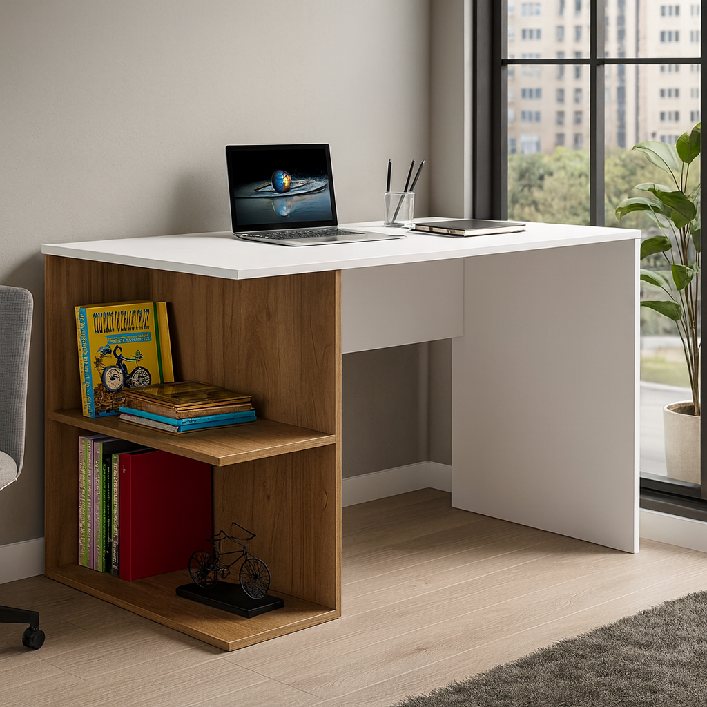 Desk 120*60*75CM - white and wooden- AZ1250