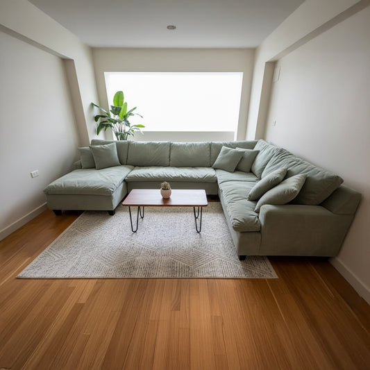 ركنة منزلية على شكل U – أخضر زيتوني – بلو سكاي