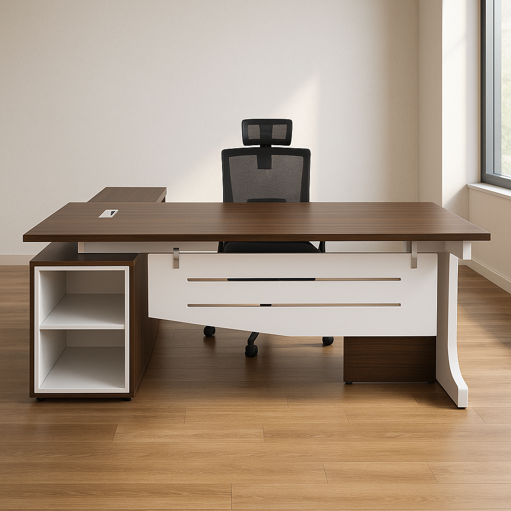 Manager's Desk 75*200*80 CM - Brown and White - AZ12035