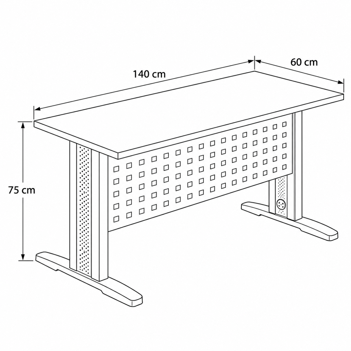 مكتب – 140 × 60 × 75 سم – شاسيه معدني – بني – AZ50127