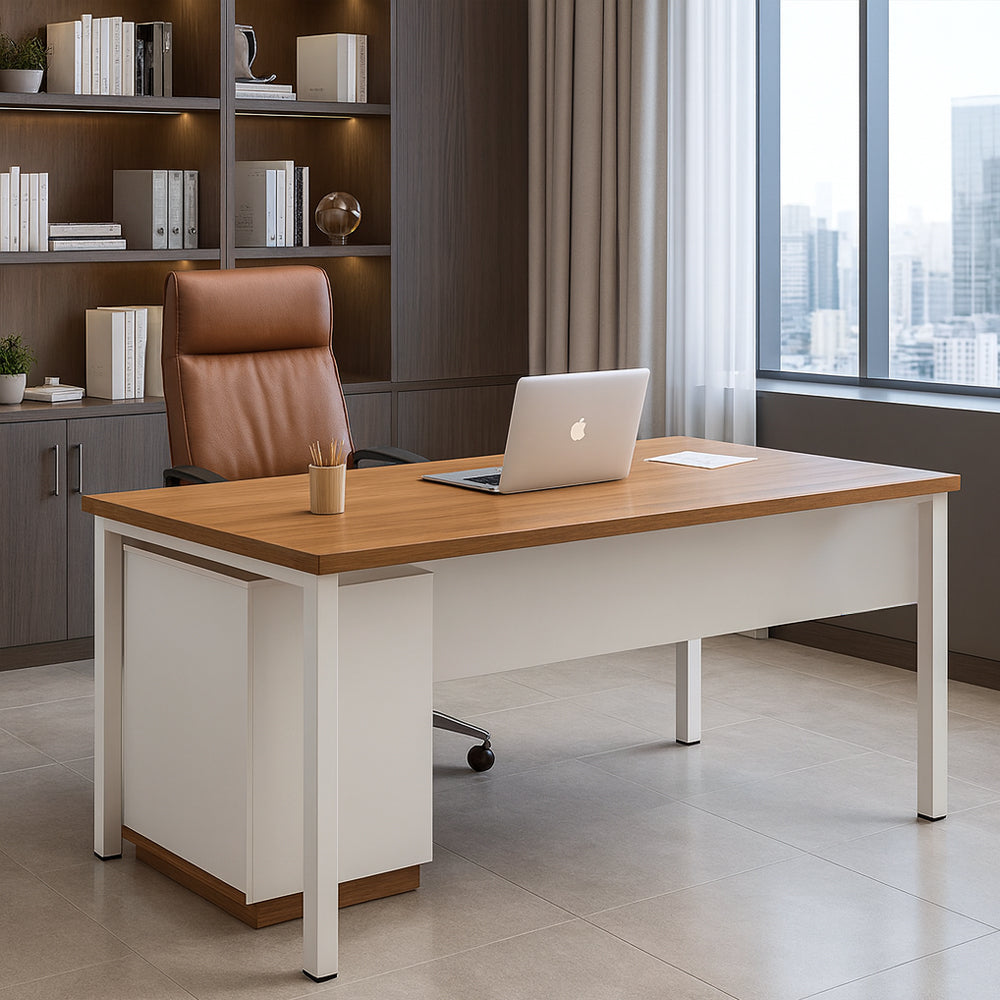 Manager's Desk 75*120*60 CM - Wooden and White - AZ120380
