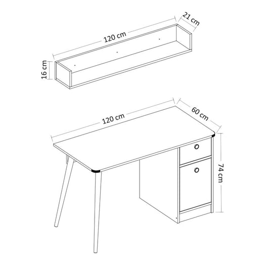 مكتب 120 × 60 × 75 سم – خشبي وأبيض – AZ1023