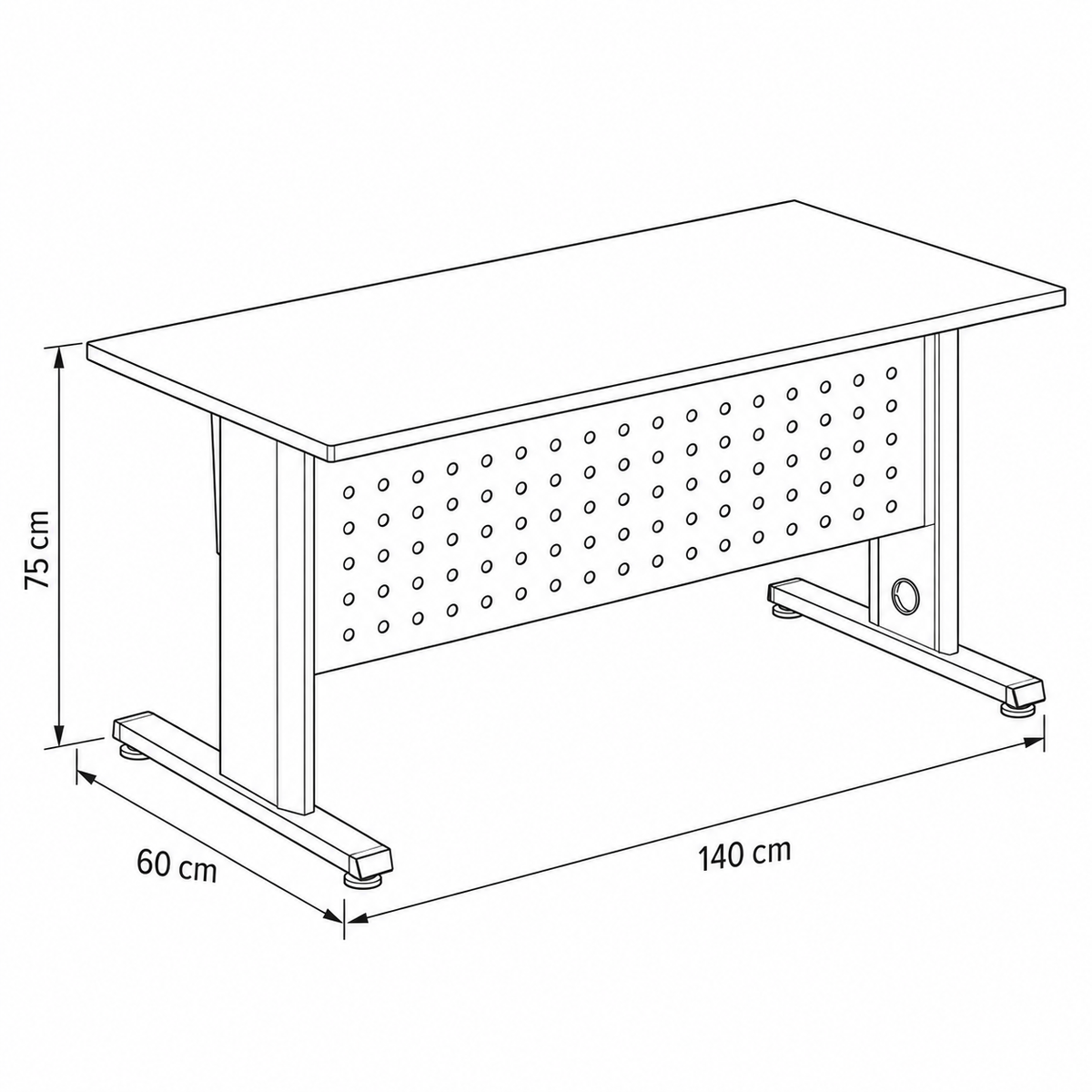 مكتب – 140 × 60 × 75 سم – شاسيه معدني – بني – AZ50126