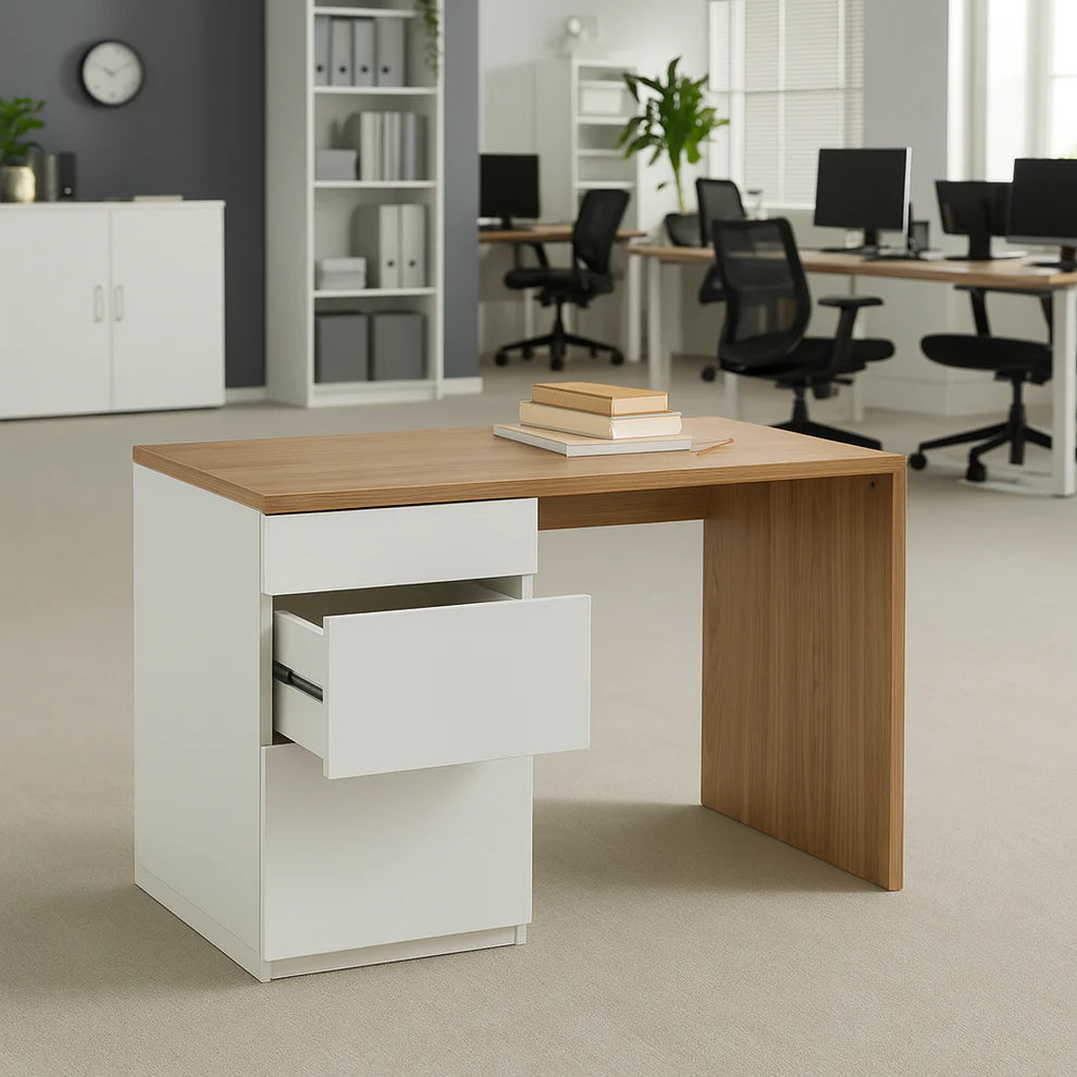 Desk 75 x 160 x 80 cm - Wooden and White - AZ11190