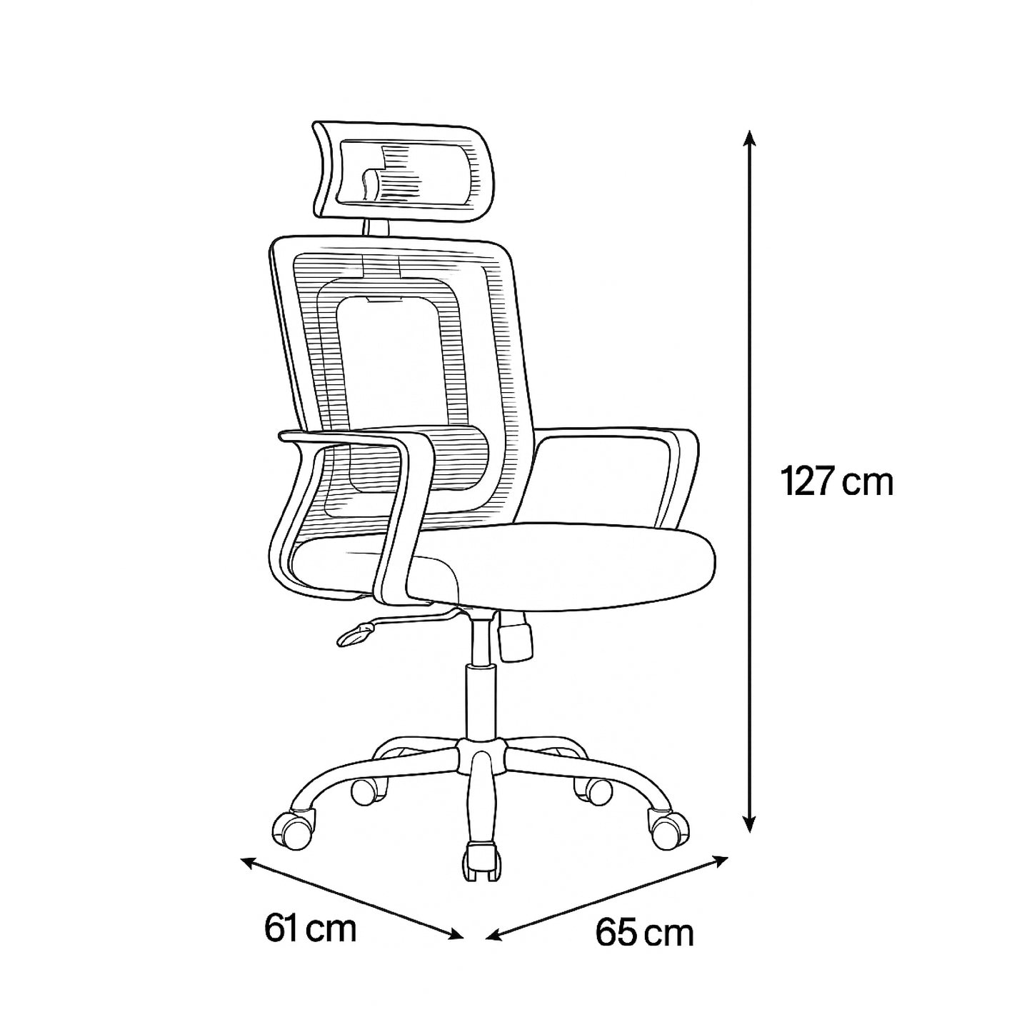 كرسي مكتب عصري بمقاس 127×65×61 سم – لون أسود – موديل 007