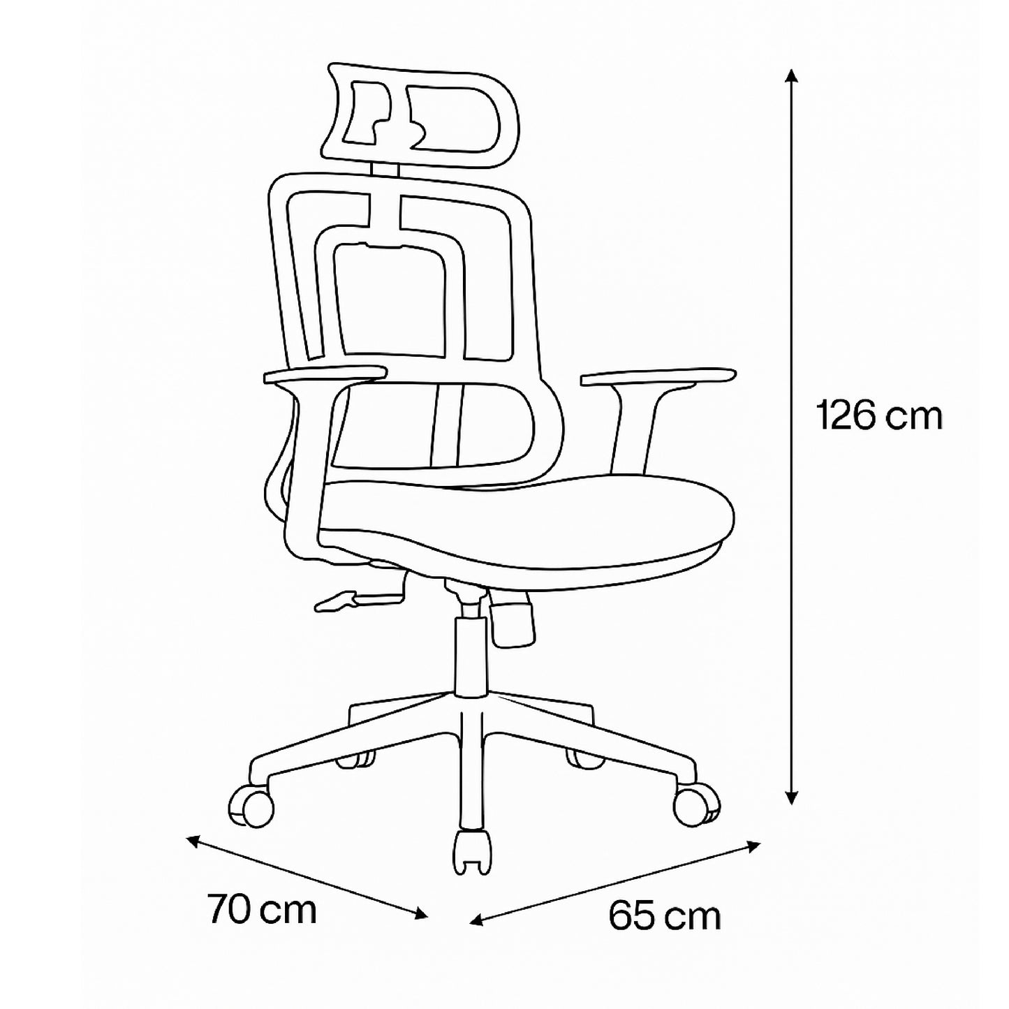 Modern Office Chair 126*65*70 cm - Black - S-008