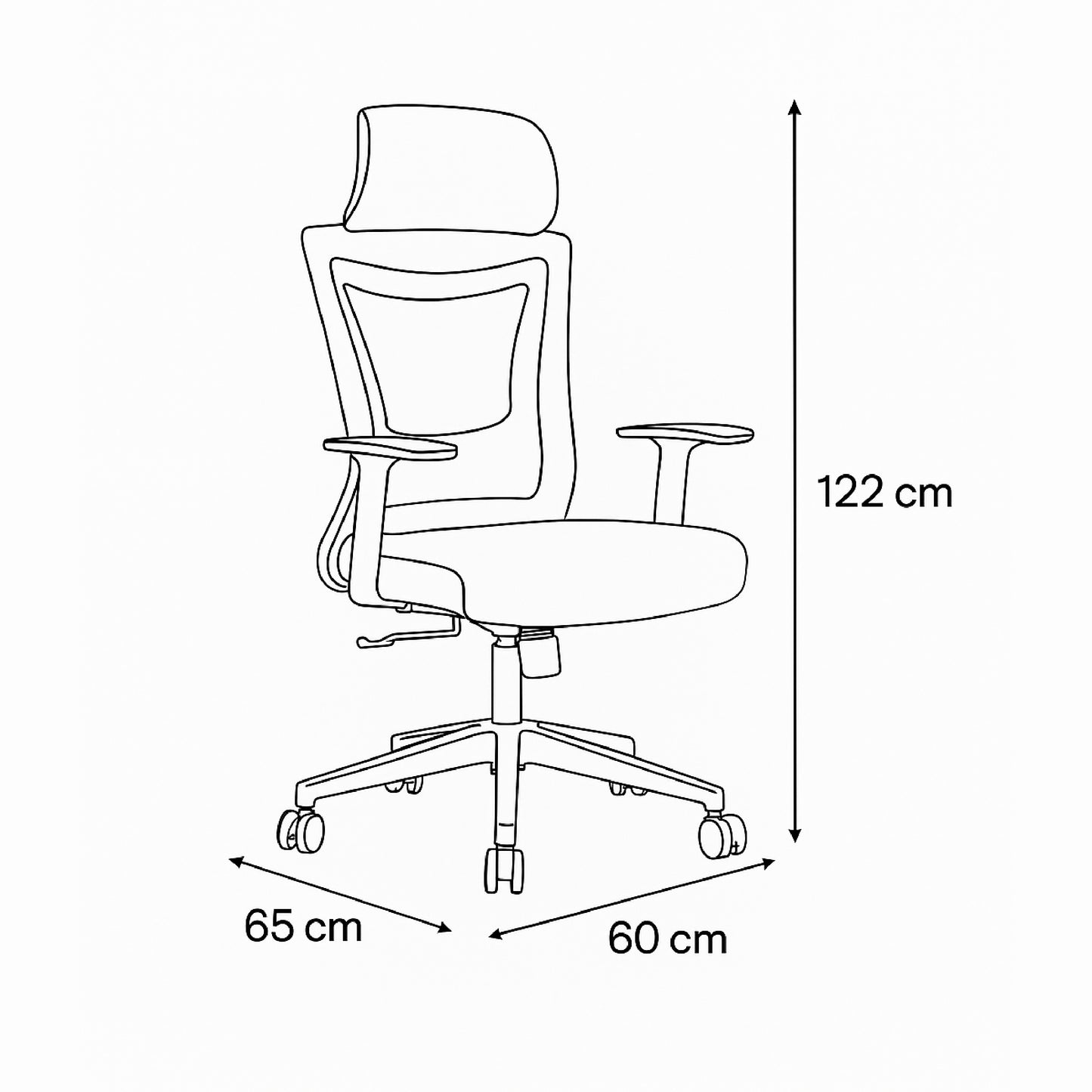 Modern Office Chair 122*60*65 cm - Black - A285-2