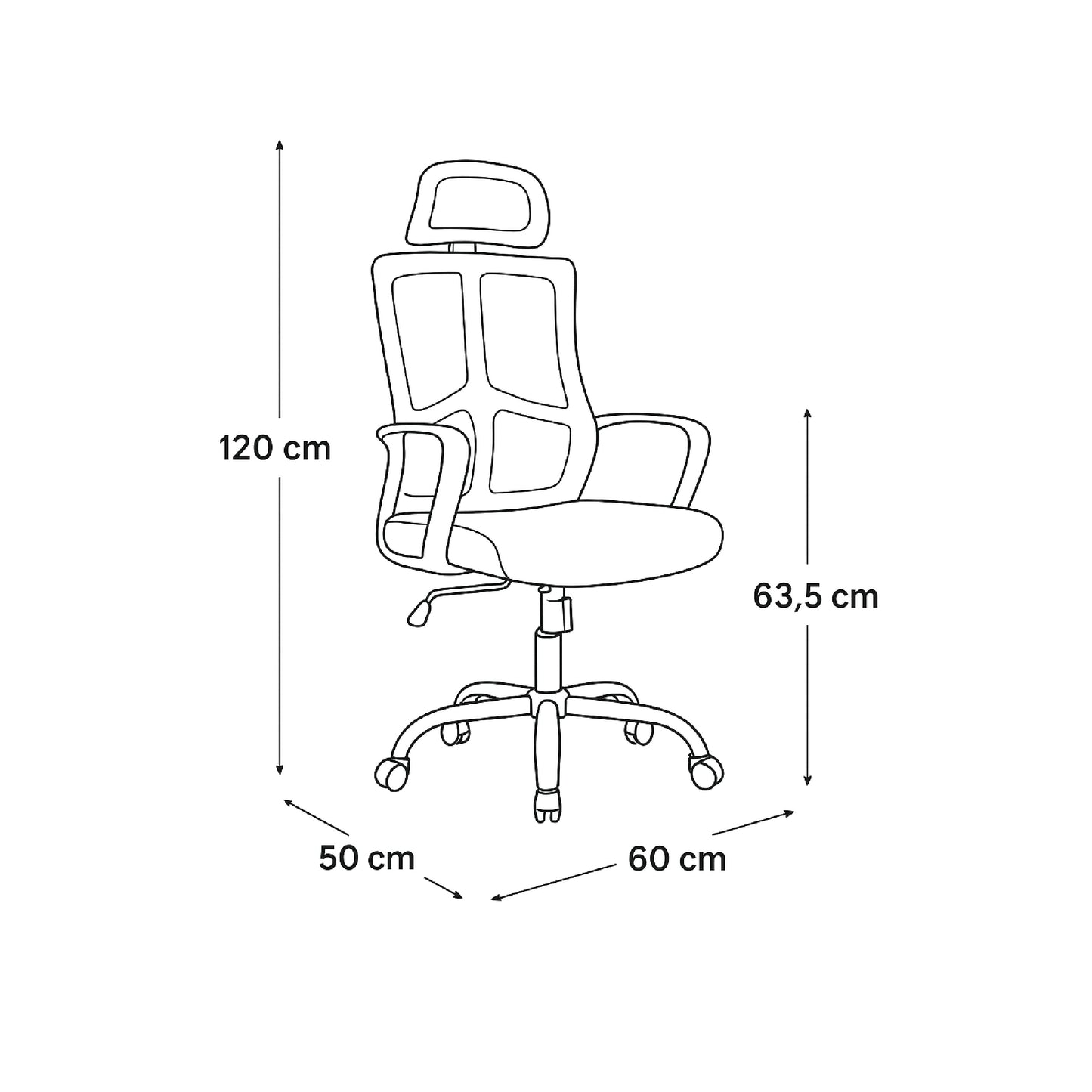 كرسي مكتب عالي الظهر مريح 120×60×50 سم - أسود - 777-1