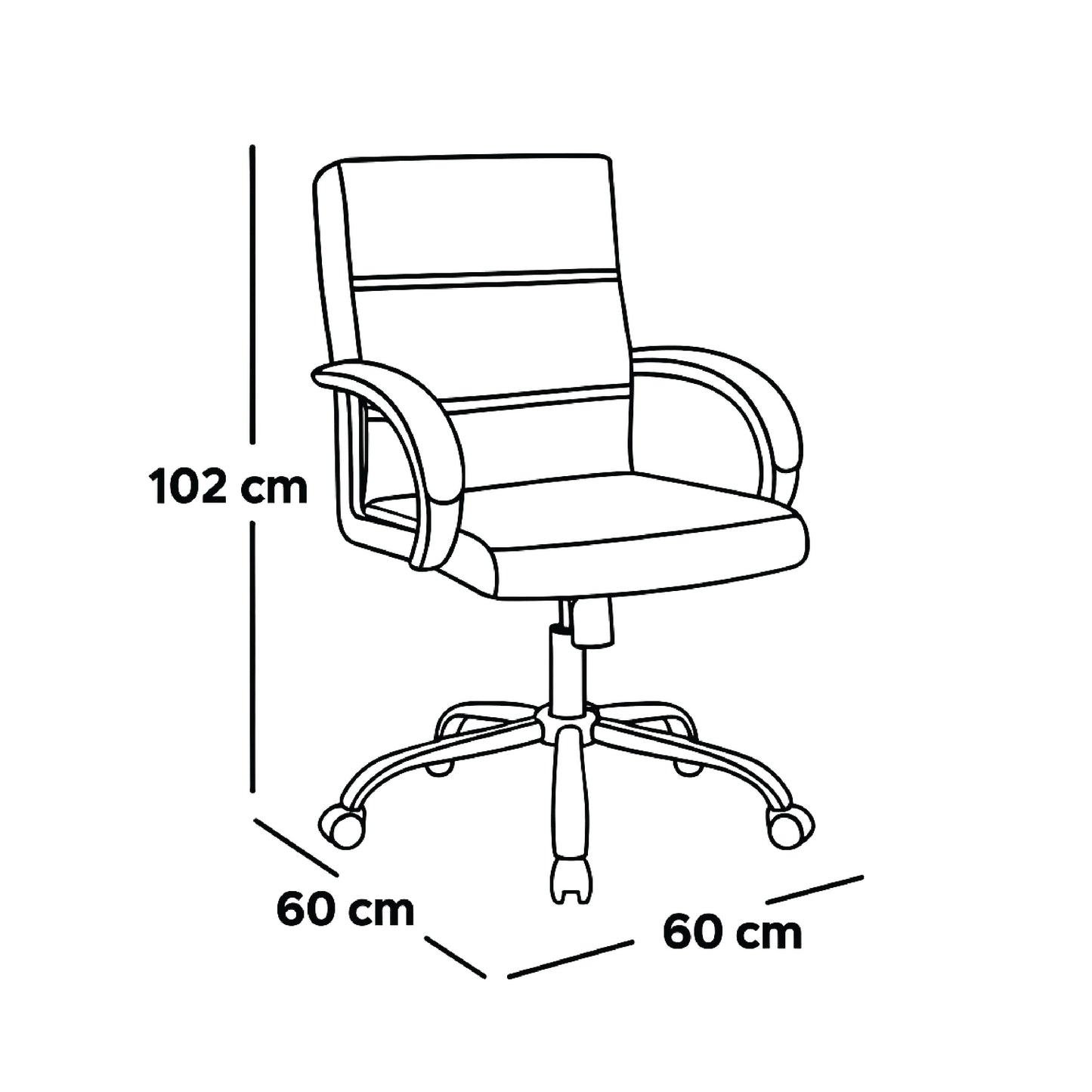 Mid-Back Office Chair 102*60*60 cm - Black - Model GL-308