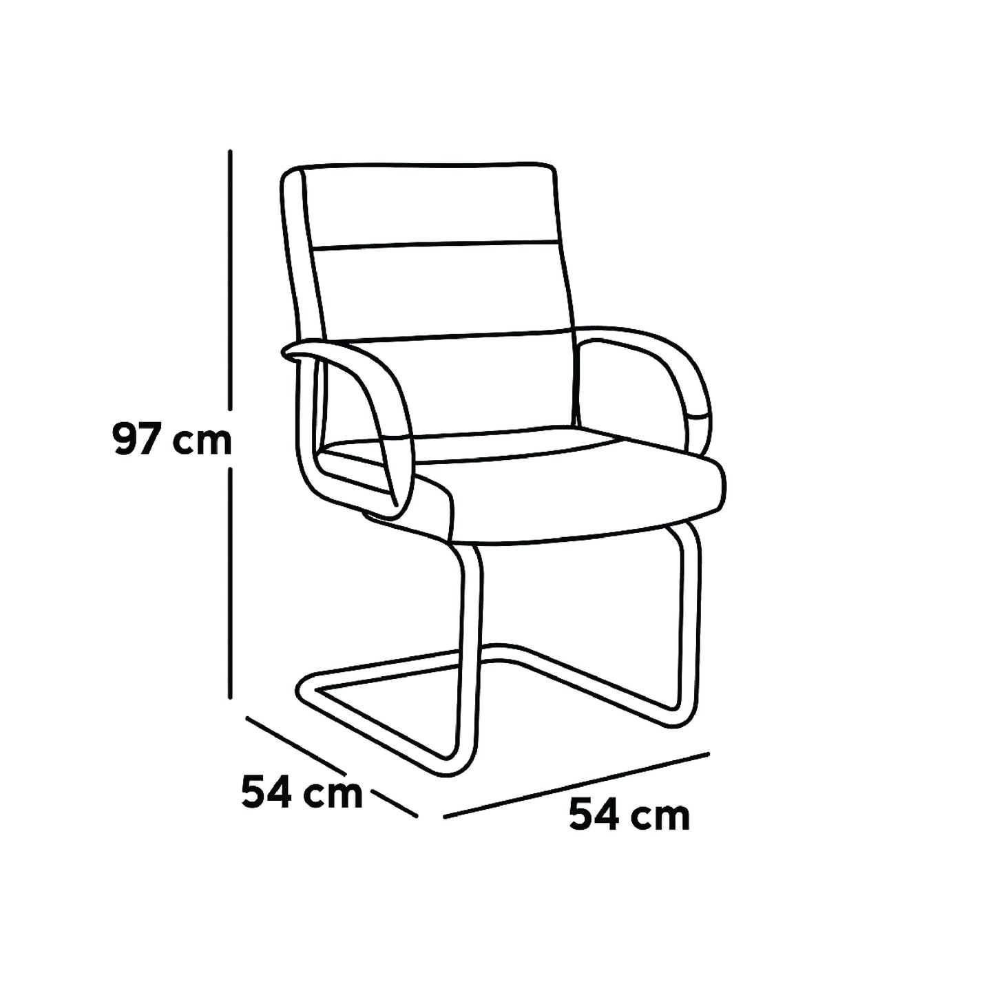 Mid-Back Visitor Chair 97*54*54 cm - Black - Model GL-308