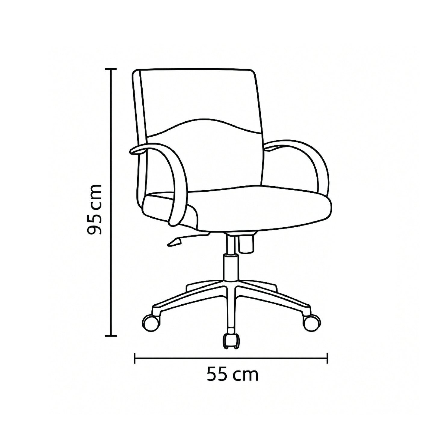Mid-Back Executive Office Chair 95*55*55 cm - Black - Model GL-307